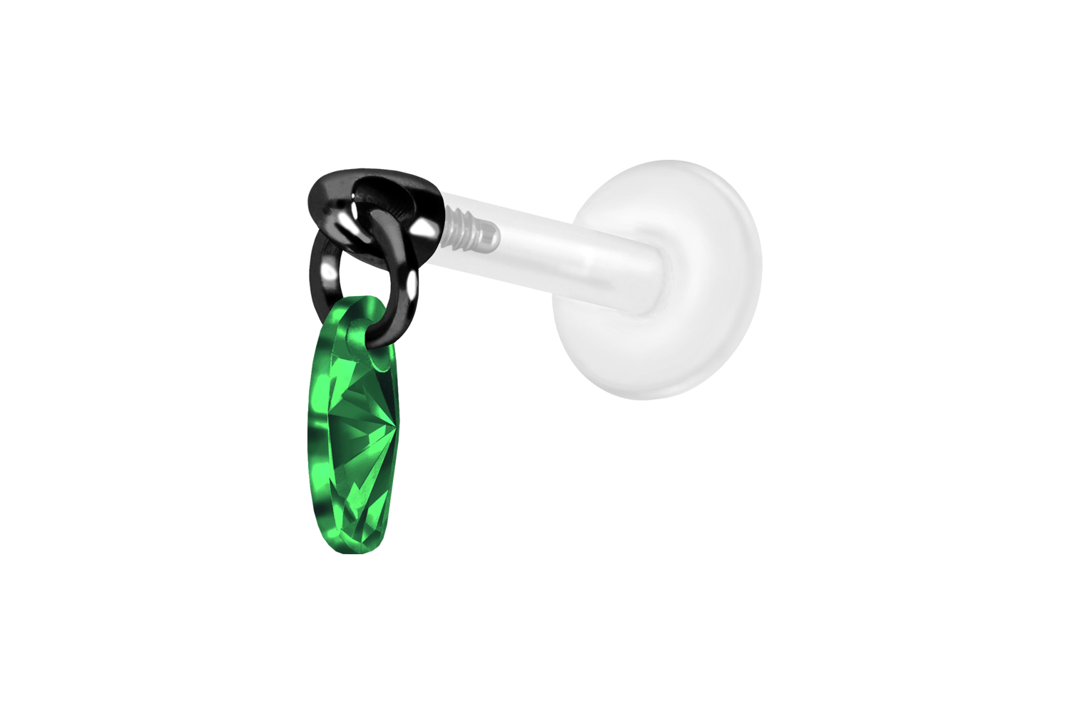 PTFE Labret Piercing mit Innengewinde + Titan-Aufsatz KRISTALLOVAL